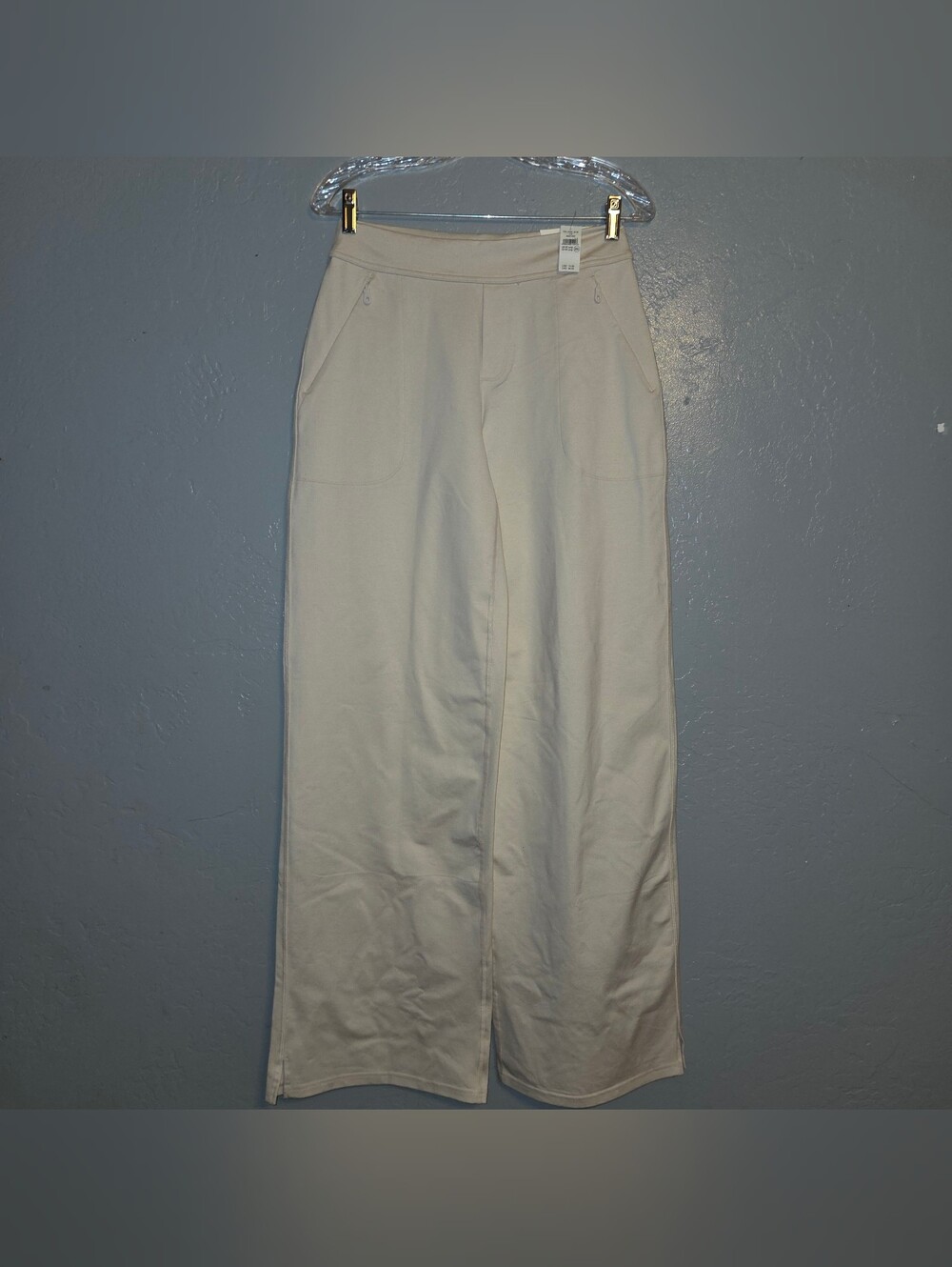 aerie Offline Wide-Leg The Hugger Trousers in Cream Woman M Long NWT - Picture 4 of 12